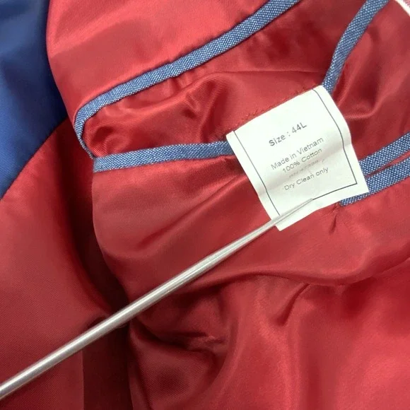 Linea Uomo Blazer Mens 44L Red White Seersucker Cotton Sport Coat Jacket Summer